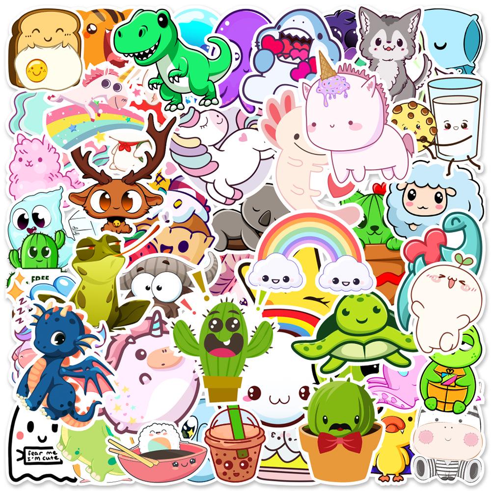 50PCS Cute Cartoon Graffiti Stickers for Notebooks, Skateboards, Water Bottles, Cars, and Luggage