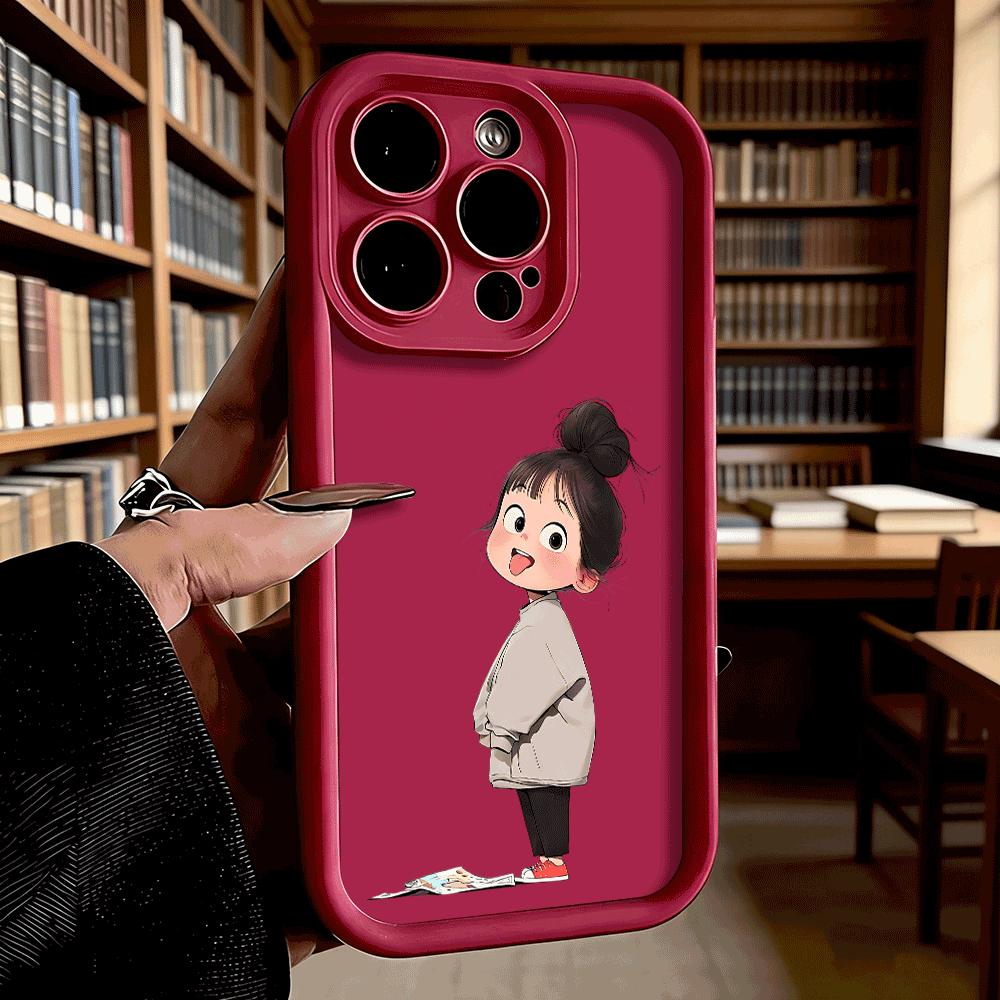 Chibi Girl Messy Bun Soft TPU Shockproof Case For Xiaomi Redmi Note 15 14 13 12 11 Pro Anti-Fall Protective Back Cover