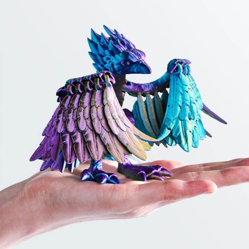 17cm 3D Printing Simulation Everlasting Bird Toy Chinese Mythical Animal Bird Joints Movable Desktop Decorative Creative Gifts