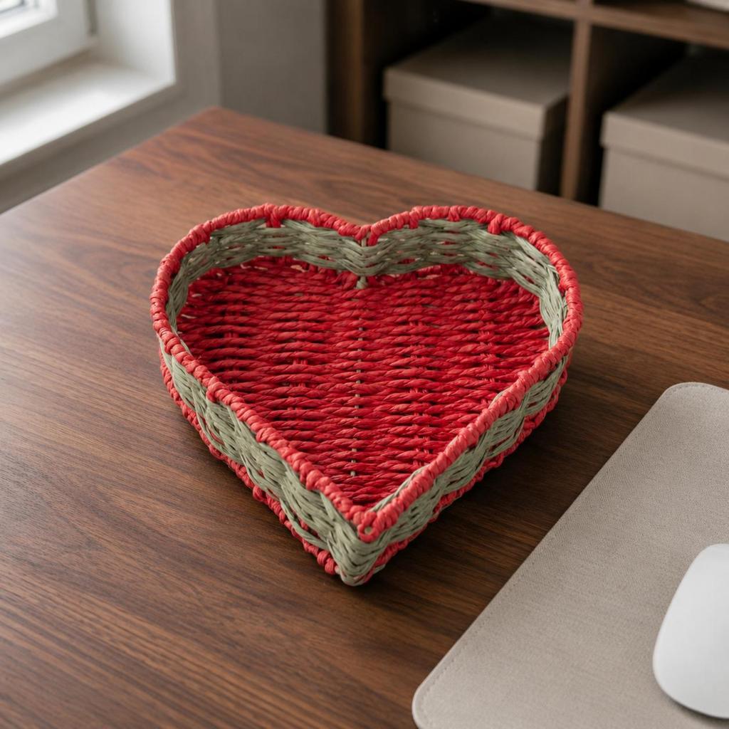 Heart Shaped Storage Basket Handmade Heart Storage Basket Multi-Purpose Easy to Organize for Dresser