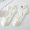 Ladies Summer Thin Lovely Embroidered Pure Cotton White Boat Socks