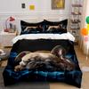 3pcs French Bulldog Bedding Set Blue + Dog Print (1Duvet Cover + 2Pillowcase) for Bedroom Decor,Single Double, Multiple Sizese