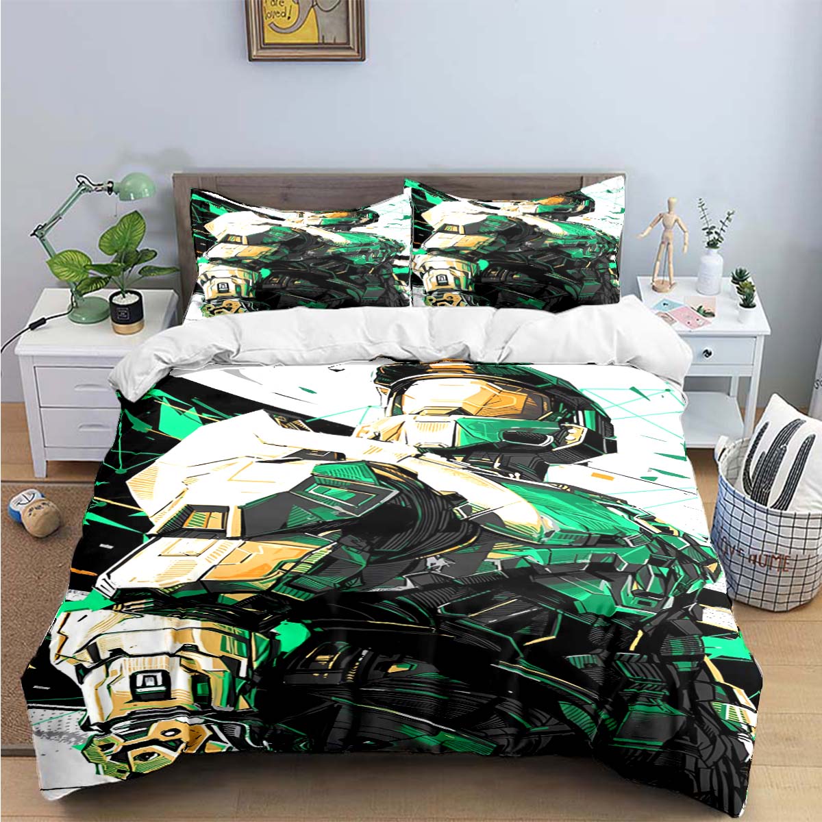 

Game H-Halo 2 Xbox Mechwarrior Print Bedding Sets Bed Supplies Set Duvet Cover Bed Comforter Set Bedding Set Luxury Gift AU King(245*210cm)3pcs
