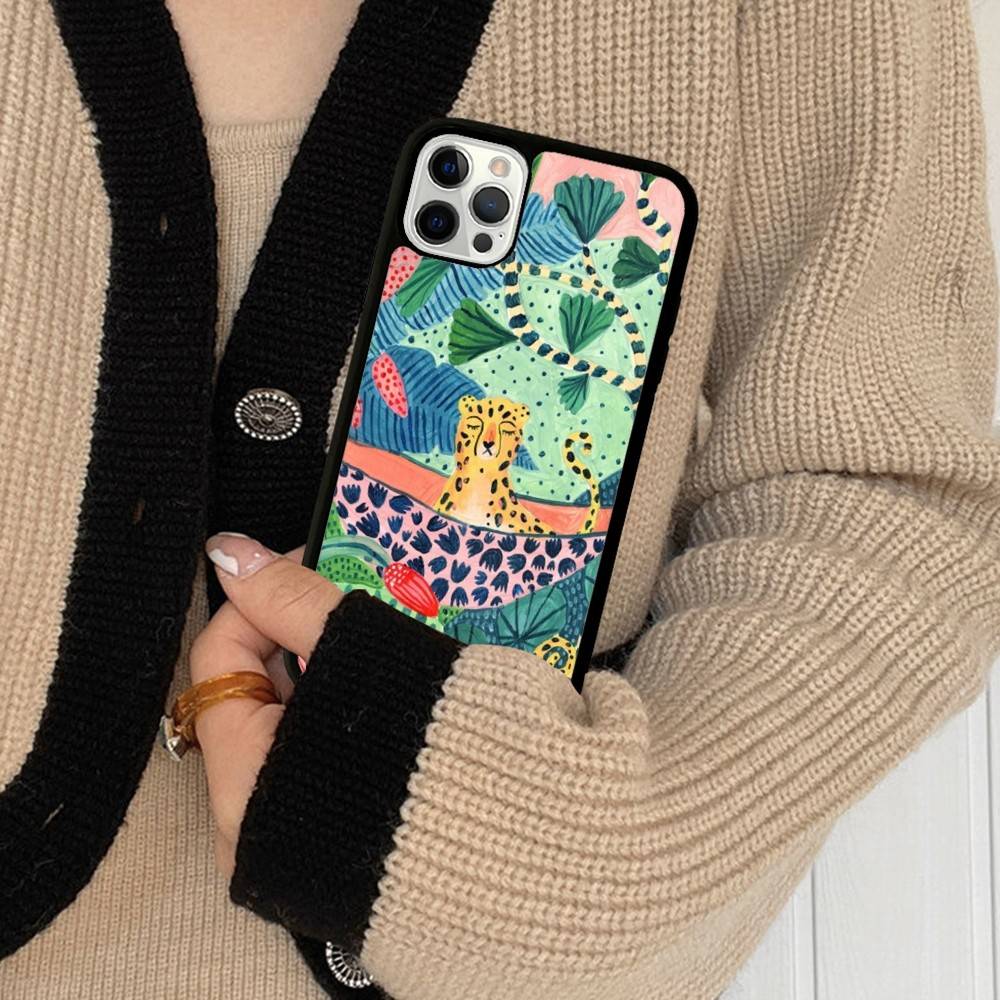 Jungle Art Illustration Snake Cats Sloth Phone Case For IPhone 17 16 15 14 13 12 11 Pro Max Plus MiNi 17Air PC+TPU Armor Cover