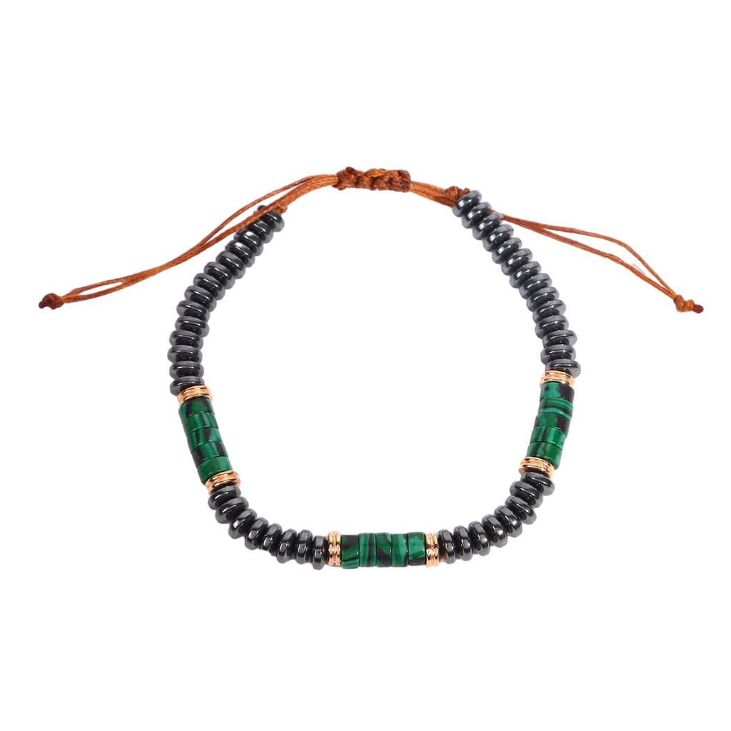 Mens Fashion Turquoise Beaded Adjustable Hip Hop Bracelet