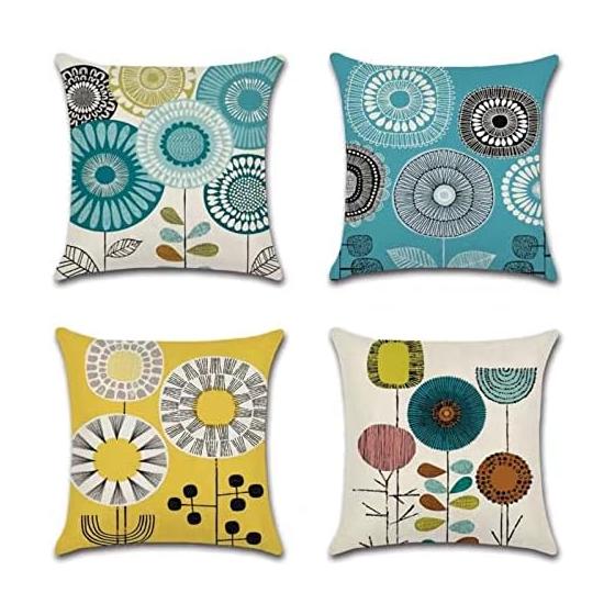 Set of 4 Cushion Covers Cushion Cushion Covers 45 x 45 Scandinavian Linen Made of High Quality Flax Sofa Backrest Decorative Pillow Cover Cushion