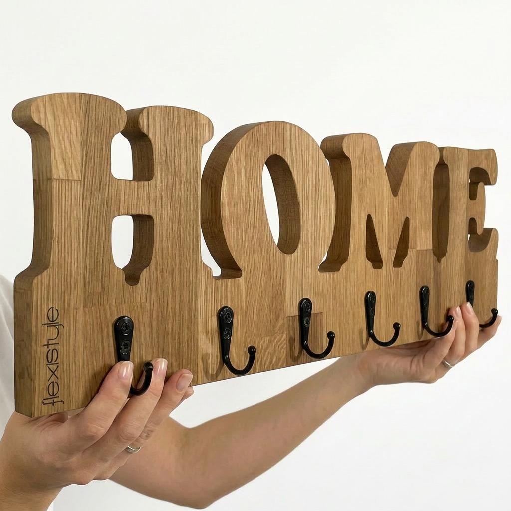 Wooden wall hanger home oak 50cm