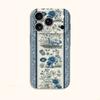 Classic Blue White Border Botanical Art Graphic Film Aesthetic Protective Shockproof Bumper Phone Case For iPhone 13 14 15 16 17 Pro Max Plus