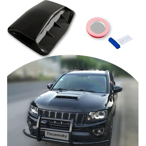 Hood Scoop Car Hood Vent Universal Air Intake Grille Inlet Trim Decor Cover Turbo Bonnet Vent Cover Accessory (Black)