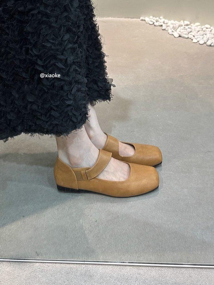 

Туфли Мэри Джейн в стиле ретро с квадратной головкой, нежное слово с плоским темпераментом, вечерний бриз, весенние и осенние, маленькие кожаные туфли, вечерние туфли 40