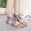 Fashion Women Sandals Plus Size 43 Gladiator Flat Sandals for Beach Casual Shoes Summer Fashion Solid Slides Ladies Zip Thong Roman Shoe