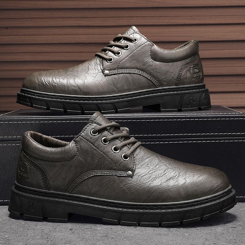 

2025 new men s summer versatile low-top fashion lace-up comfortable casual lightweight simple round head small leather shoes men 44 кофейный