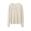 Women's 100% Pure Cashmere Round Neck Cardigan - Autumn/Winter Fashion Long Sleeve Knit Sweater Coat