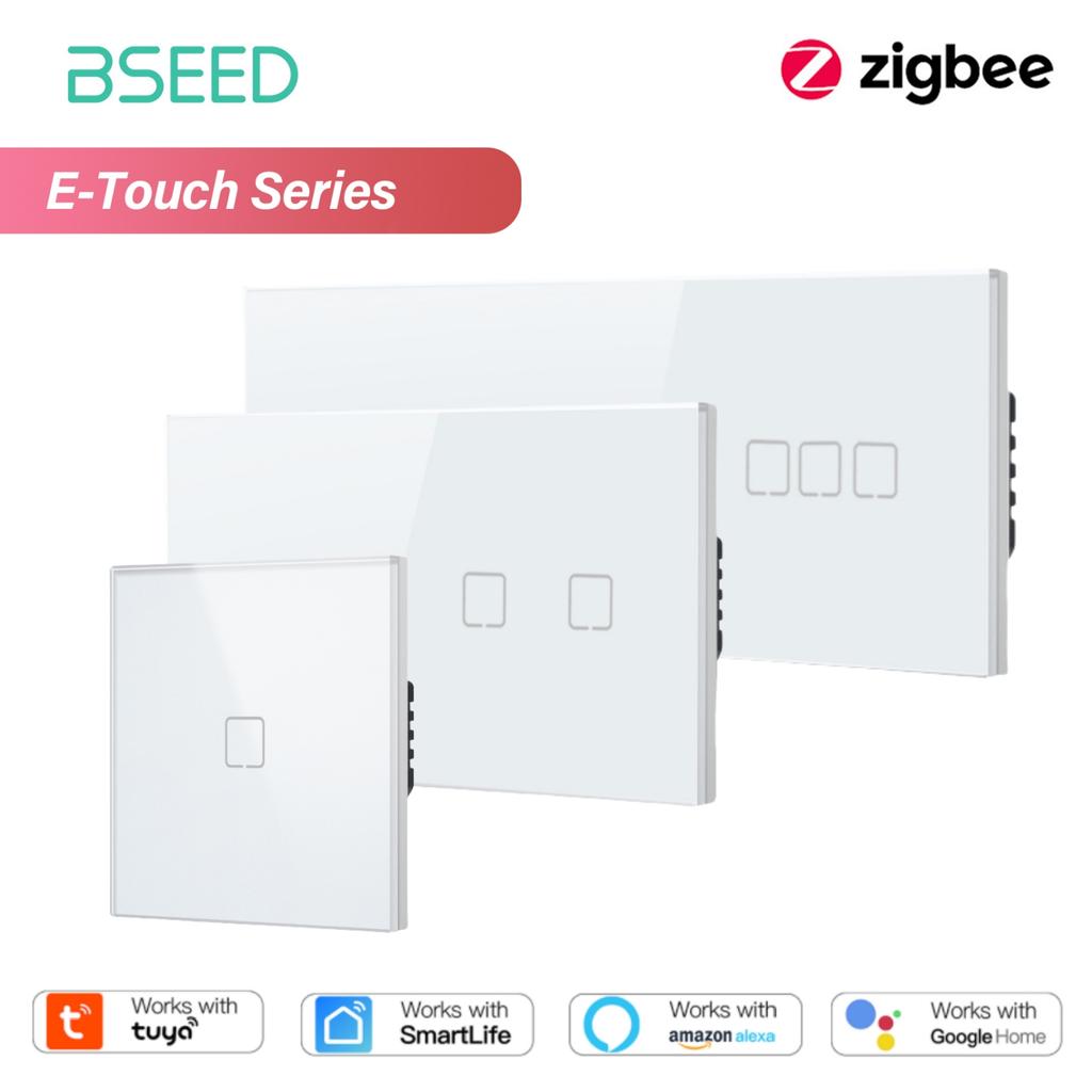 BSEED 1/2/3/4Gang Zigbee Touch Switch Glass Smart Wall Light Switch Touch Screen Backlight Control Aleax Smart Life App E Series
