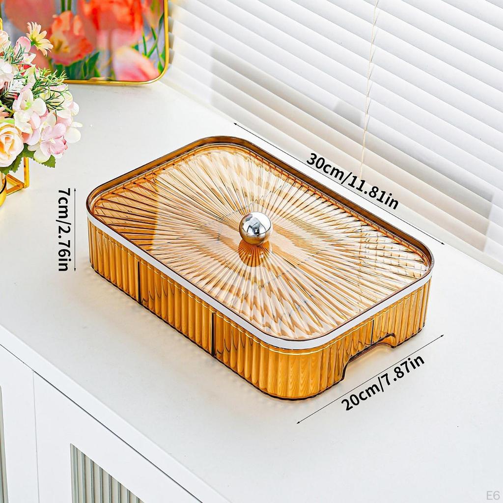 Dry Fruit Serving Tray with Lid Appetizer Plate Candy and Nut Dishes Compartments for