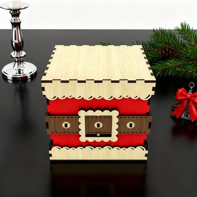 Christmas Gift Box Wooden Storage Box with Lid Xmas Design Present Box for Festive