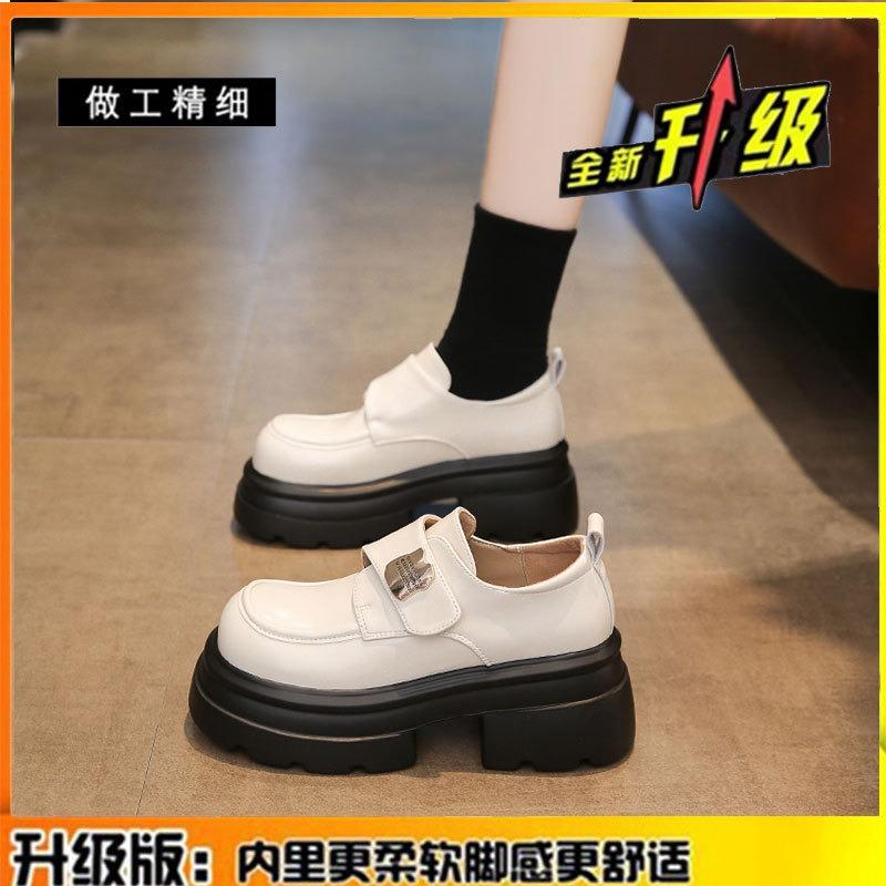 First layer cowhide~ thick-soled muffin small leather shoes women's shoes new spring and summer versatile height-increasing high-heeled loafers