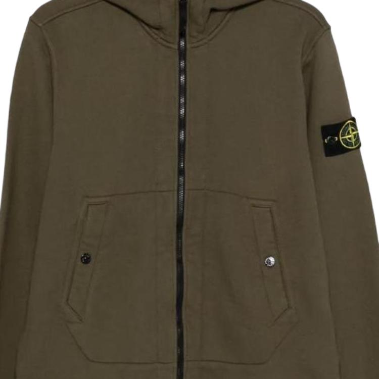 Stone Island FW25 Badge Logo Hooded Zip Long Sleeve Sweatshirt Men sweatshirt K2S156100078S0185-V0054
