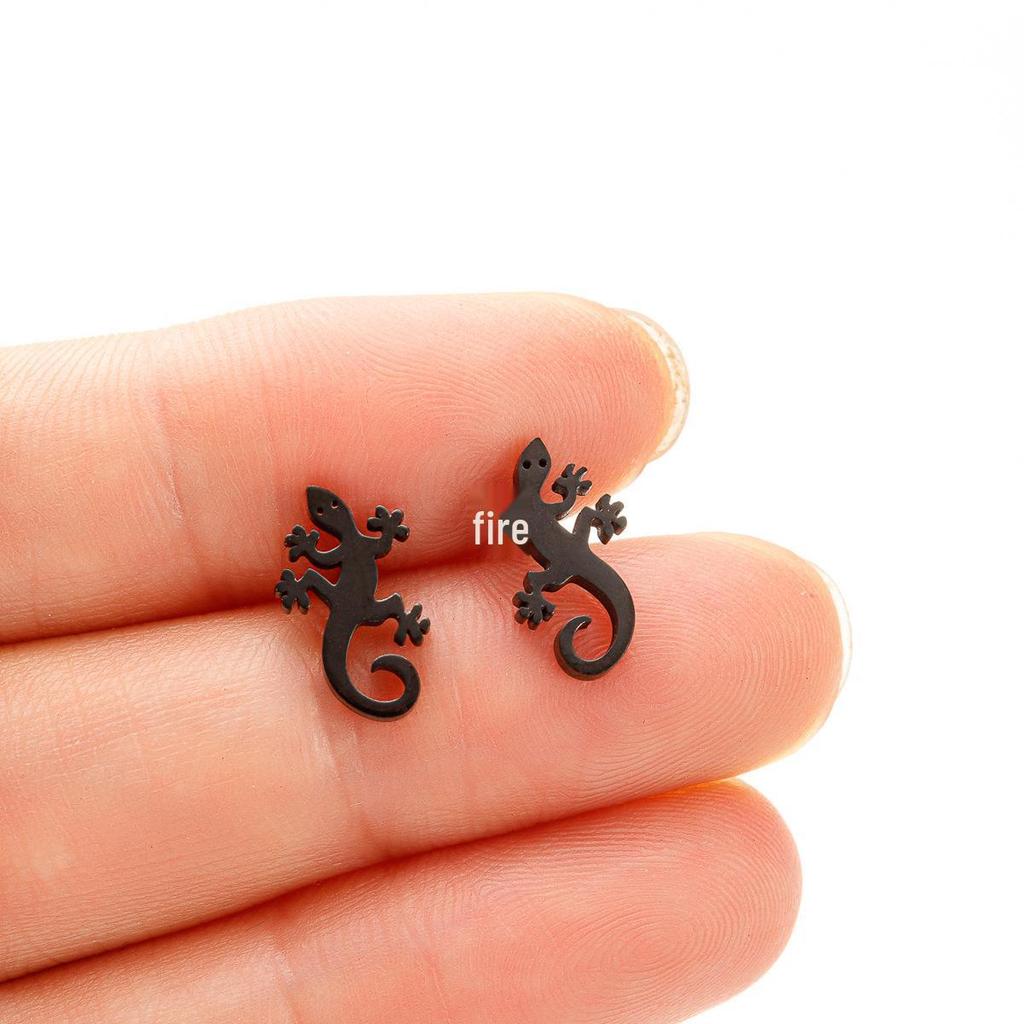 Stainless Steel Lizard Stud Earrings for Women – Simple, Exaggerated Animal Ear Accessories