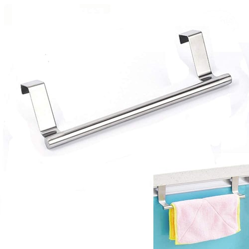 Sycy Stainless Steel Towel Bar, Over-the-Door, No Drilling Required, Towel Rack for Kitchen Sinks, Glove and Towel Storage, Cabinet-Mounted, Kitchen S