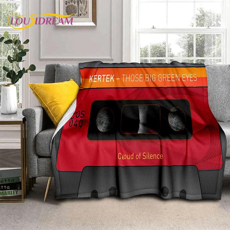 Padrão de Fita Cassete de Música Retrô Manta 3D, Manta Macia para Casa Quarto Cama Sofá Piquenique Viagem Escritório Cobertura Manta Criança