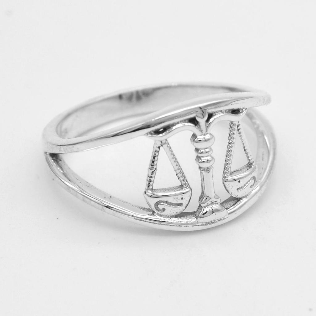 Solid 925 Sterling Silver Handmade Jewelry Scales Of Justice Ring