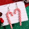 Sweet Colorful Stripes Candy Cane Earrings for Women Simple Christmas Candy Hook Earrings New Year Festive Party Jewelry Gifts
