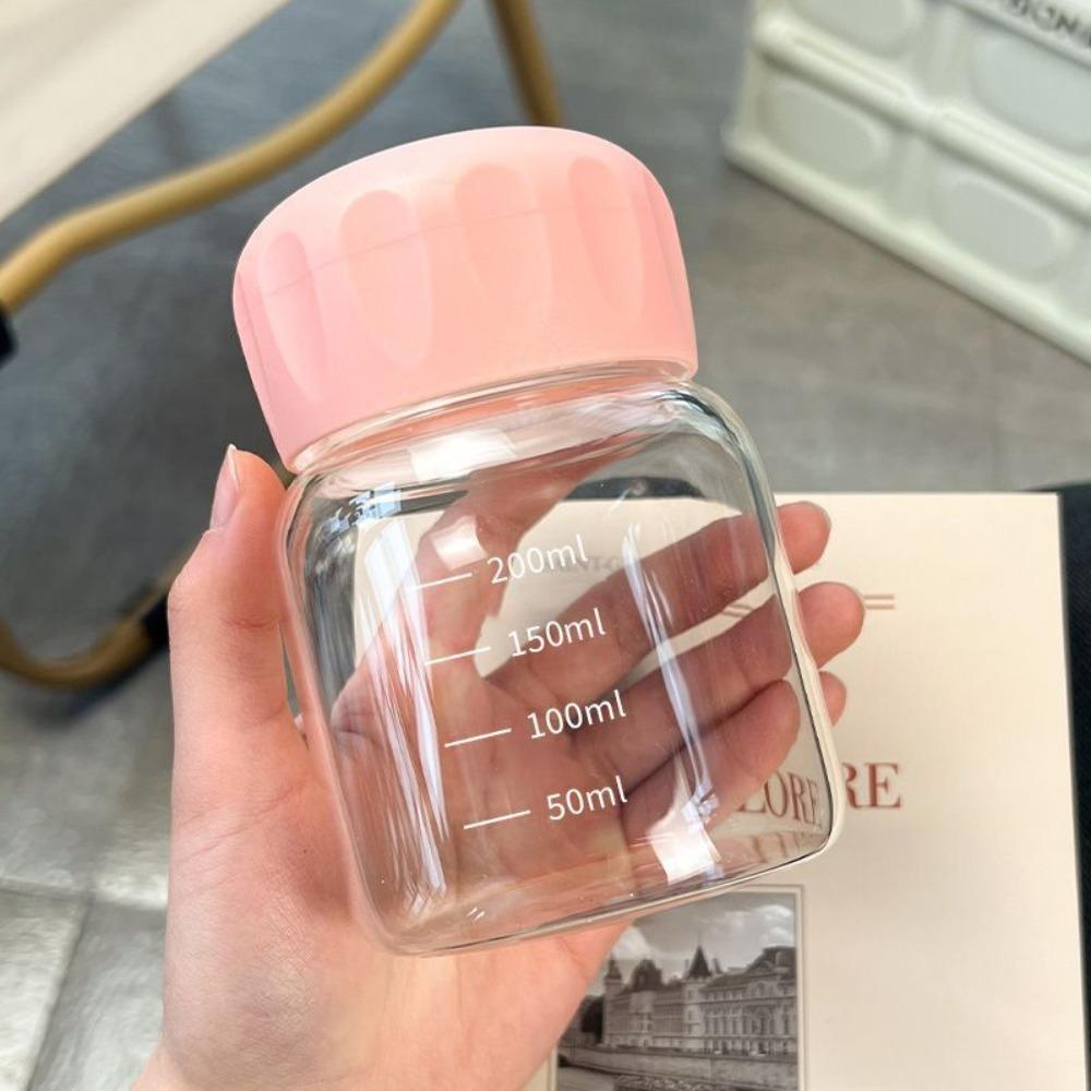 Skleněná skleněná láhev na vodu, nepropustný snídaňový hrnek, módní mini hrnek na vodu