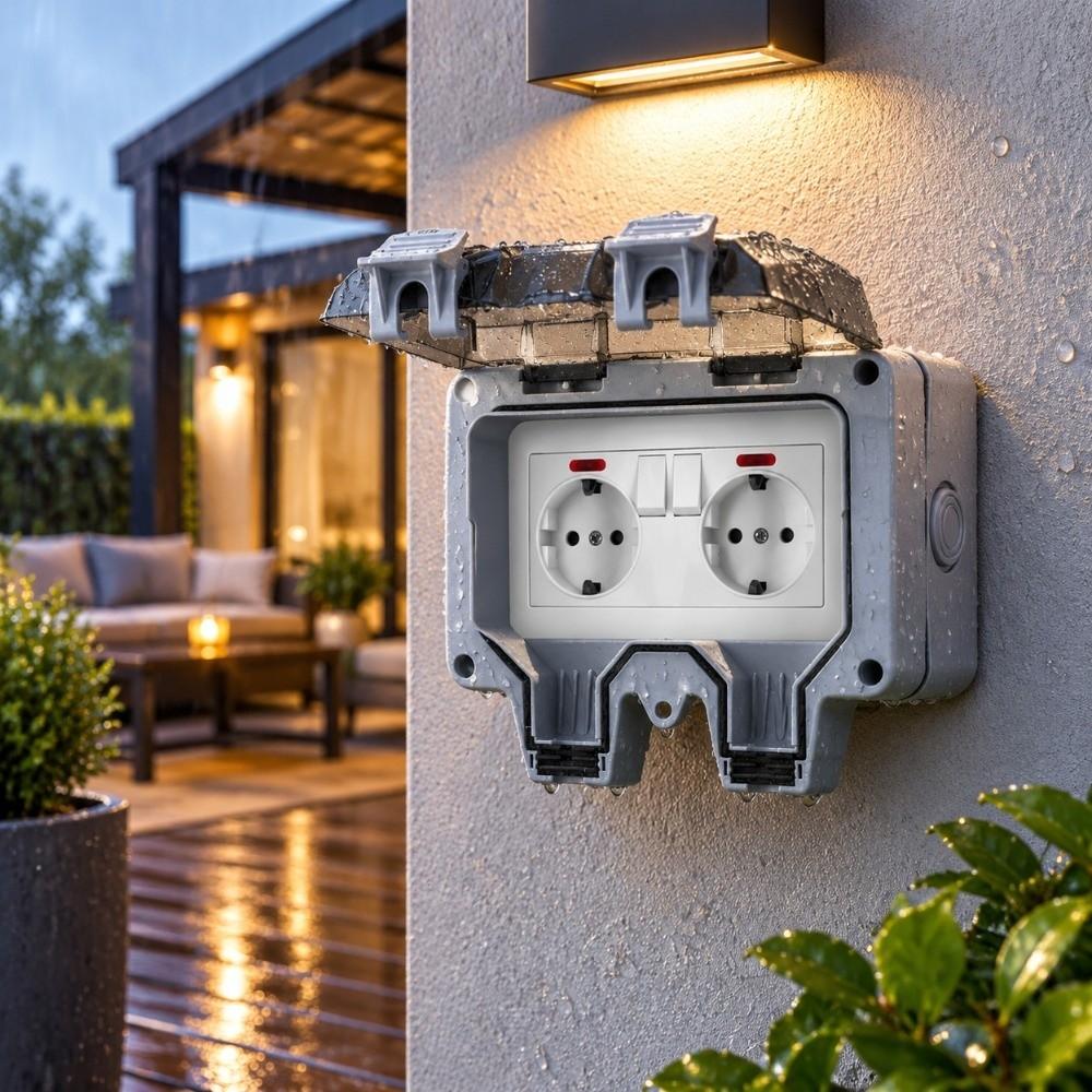 PC Material Outdoor Wall Socket IP66 Waterproof Weatherproof Socket  Outdoor