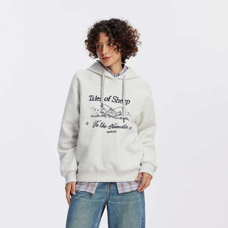 Semir Women's Loose Fit Kazakh Embroidered Hooded Sweatshirt