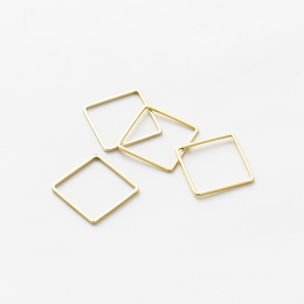 10Pcs 14K/18K Gold Color Plated Brass 20mm Square Hoops Earring Wires Connectors Closed Rings for DIY Jewelry Making Supplies