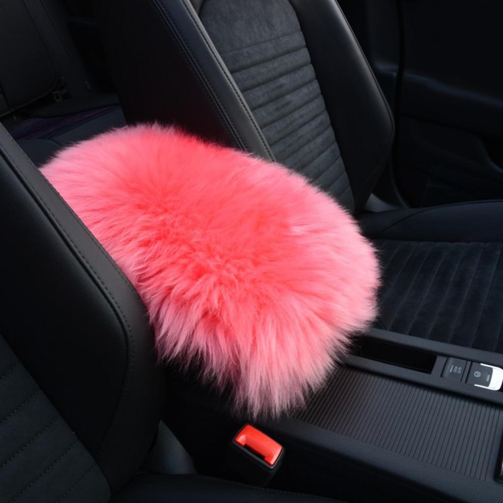 Furry Armrest Cover Car Sheepskin Wool Fur Soft Auto Center Console Cover Universal Truck Armrest for Seat Box Pad for W