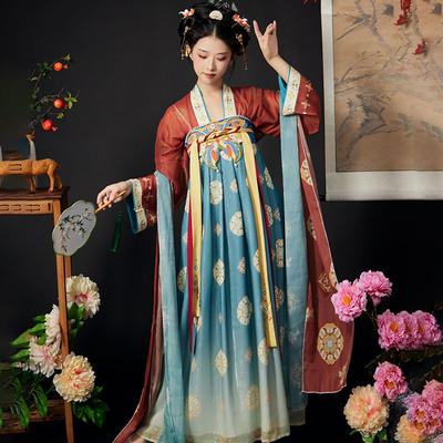 Hanfu Monopezzo Stile Dinastia Tang Cinese Gonna al Seno Stampata Per Donna