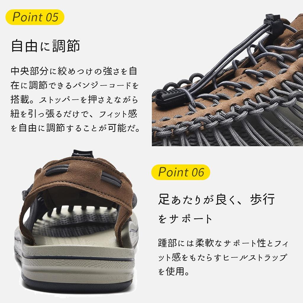 TIDELION Sports Size for Outdoor and Climbing Women's Sandals, Stylish, Lightweight, Quick-Drying, Non-Slip, Khaki, 27.0cm, Activities.