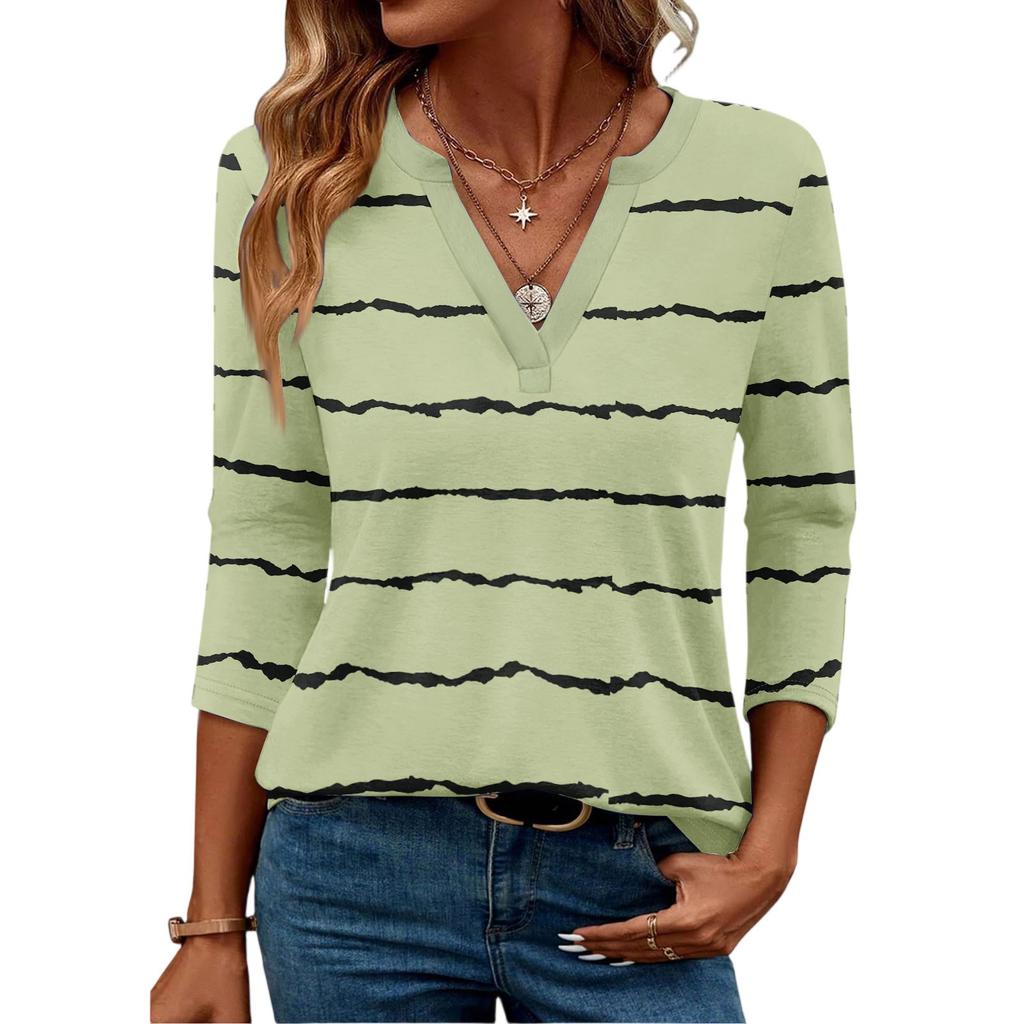3/4 Sleeve Shirts For Women Tees Blouses Casual Plus Size Basic Tops Pullover Ladies Tunic Blouses