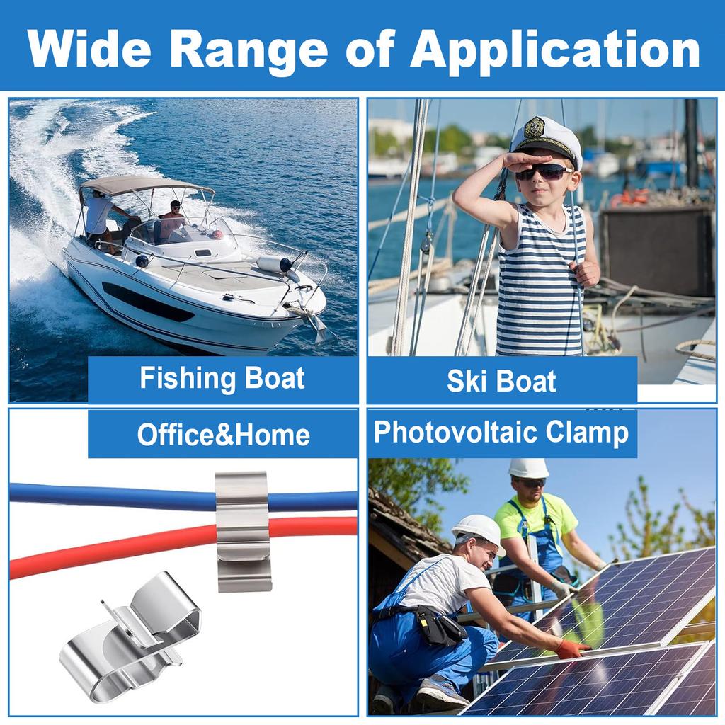 304 Stainless Steel Clips 50PCS/100 Pcs, Trailer Frame Wire Clips Solar Panel Wire Clips Metal Cable Clips