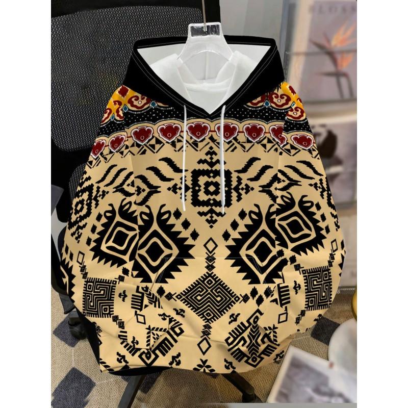 Mens Hooded Sweatshirt Soccer Print Breathable Loose Fit Casual Wear