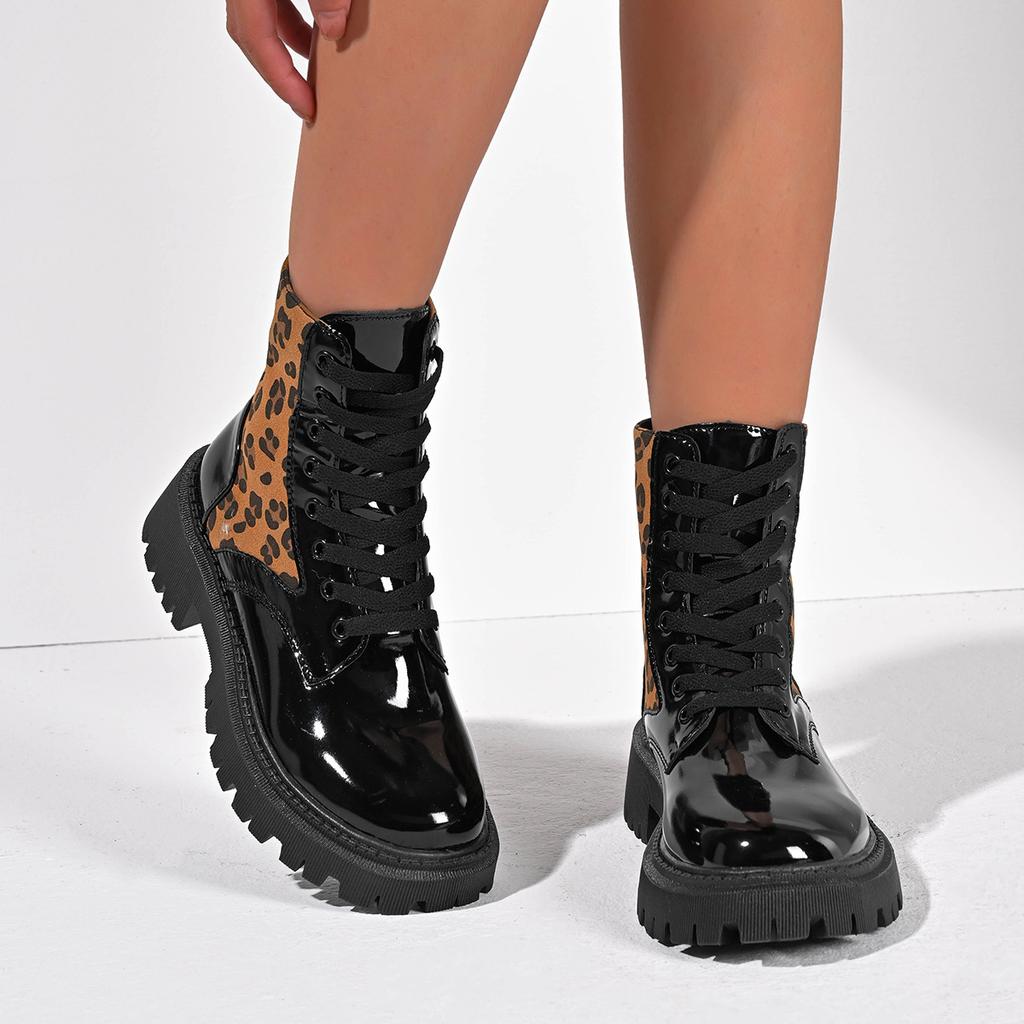 Large size Martin boots for women's new round head thick heel boots for women's thin fashion Martin boots for women