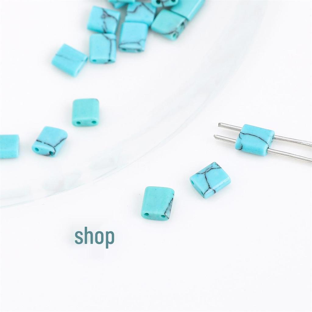 Black Hematite Emperor Stone Square Two-Hole Loose Beads for DIY Jewelry Making