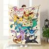 The Image Showcases a Colorful Group of Eevee and Its Evolutions. for All Seasons Blanket Lunch Break Throw Gift