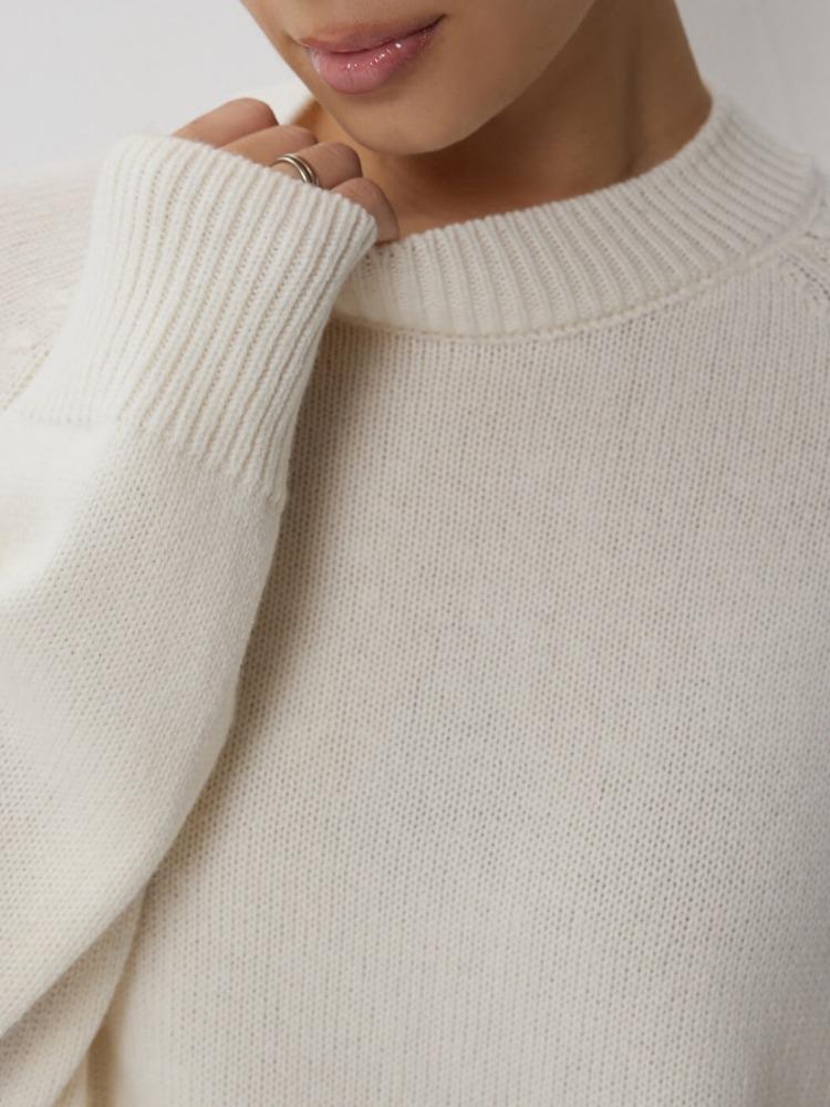Round Neck Pullover for Women Autumn Winter Relaxed Fit Knitted Wool Jumper Simple Knitwear for Ladies Luxurious Relaxed-fit Slimming Versatile Top