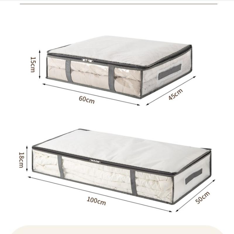 Transparent Under Bed Storage Bags Large Capacity Foldable Organizer With Zipper For Bedding Clothes