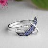 Sapphire and Diamond Twisted Ring, Suitable for Independence Day Party, Sapphire Row, Set with Diamond Band Winding, All Show Elegant and Gorgeous.