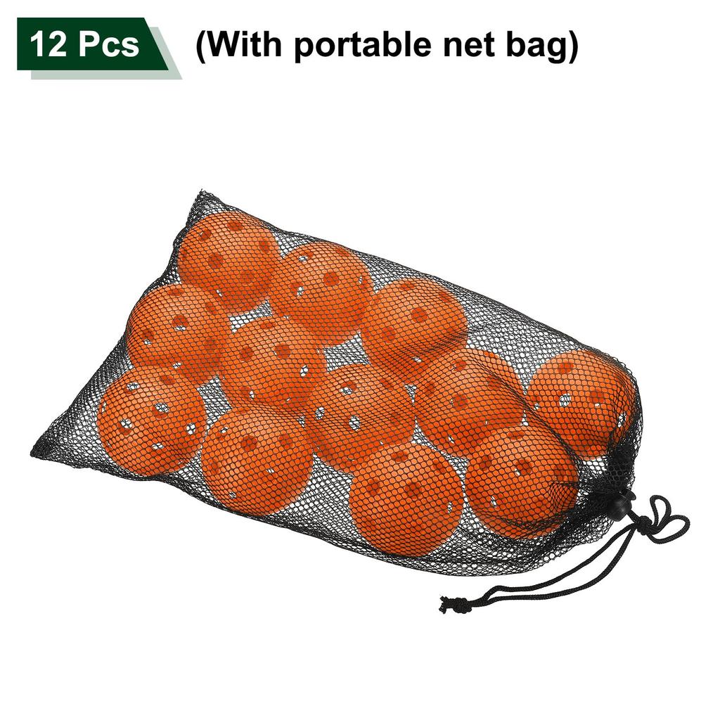PATIKIL Outdoor Pickleball Balls 26 Holes Pickleball 12 Pack Orange for Amateur Indoor and Outdoor Sports