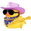 Wonuu Rubber Duck Car Ornaments Duck Car Dashboard Decorations for Cute Car Accessories with Cowboy Hat Necklace and Sunglasses, Shiny Yellow