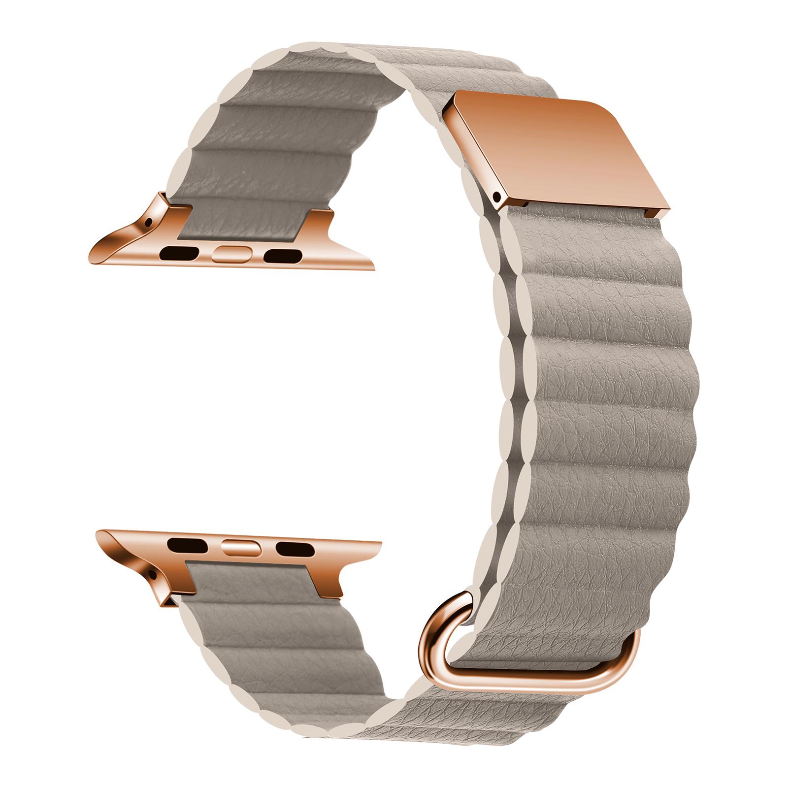 

Watch Strap for Apple Watch Series 10 42mm/9 8 7 41mm/SE (2023) SE (2022) SE 6 5 4 40mm/3 2 1 38mm Magnetic Watchband Rose Gold/Light Grey