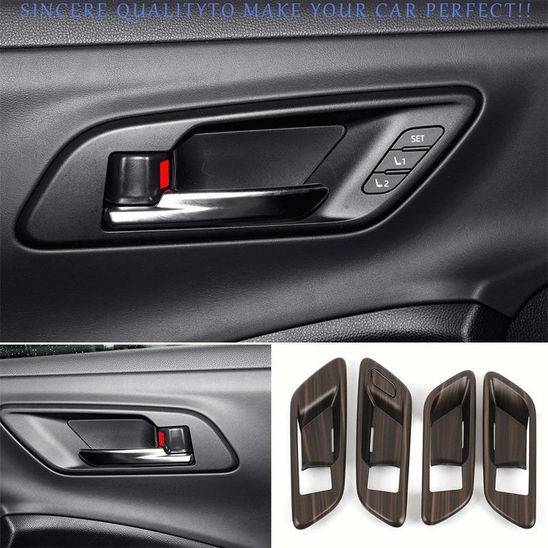 For Toyota Crown 2023-2024 Peach Wood Grain Inner Door Handle Bowl Frame Trim 4X