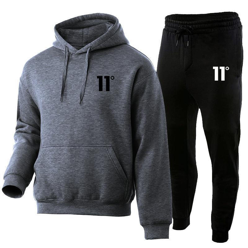 Directly from the Manufacturer Autumn and Winter Men's Casual Hooded Suit Men's Trend Fleece Sweater Sweatpants Sports Men's Two-piece Set
