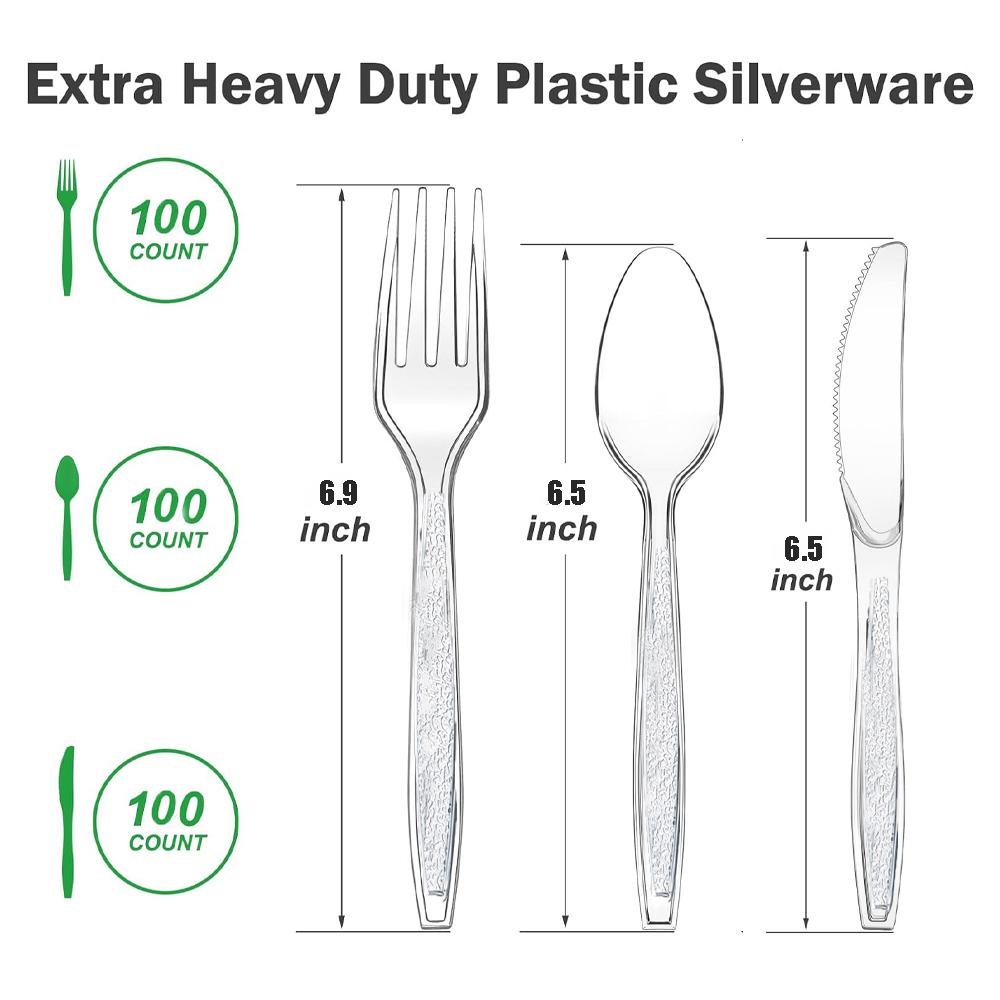 100 Stück Besteckset, Hitzebeständig, Einweg-Plastikbesteckset, Plastikbesteckset, Plastikware Großpackung für Party