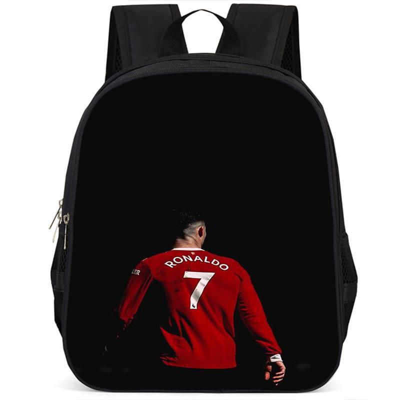 Spacious 15 Inch Cristiano Ronaldo School Backpack For Kids Lightweight Oxford Fabric